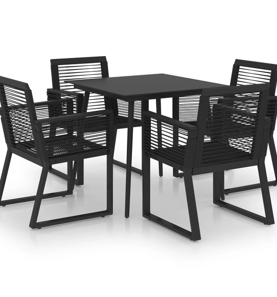 5-tlg. Garten-Essgruppe PVC Rattan Schwarz