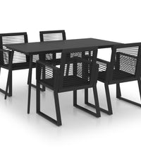 5-tlg. Garten-Essgruppe PVC Rattan Schwarz