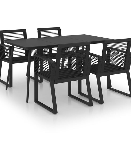 5-tlg. Garten-Essgruppe PVC Rattan Schwarz