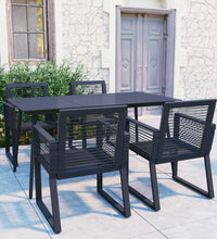 5-tlg. Garten-Essgruppe PVC Rattan Schwarz