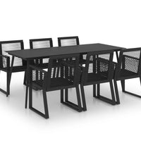 7-tlg. Garten-Essgruppe PVC Rattan Schwarz