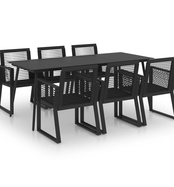 7-tlg. Garten-Essgruppe PVC Rattan Schwarz