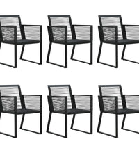 7-tlg. Garten-Essgruppe PVC Rattan Schwarz