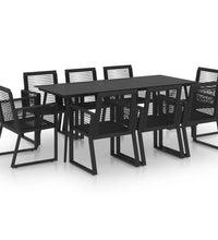 9-tlg. Garten-Essgruppe PVC Rattan Schwarz