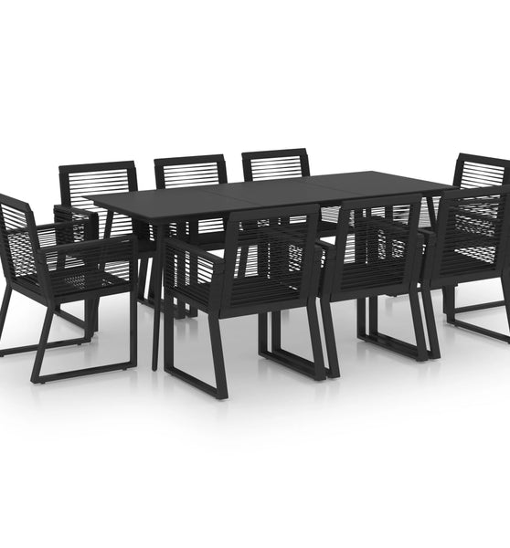 9-tlg. Garten-Essgruppe PVC Rattan Schwarz