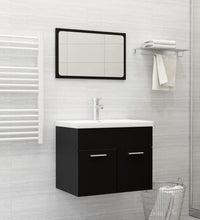 2-tlg. Badmöbel-Set Schwarz Holzwerkstoff