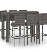 7-tlg. Garten-Bar-Set mit Anthrazit Kissen Poly Rattan