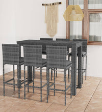 7-tlg. Garten-Bar-Set mit Anthrazit Kissen Poly Rattan