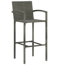 7-tlg. Garten-Bar-Set mit Armlehnen Poly Rattan Grau