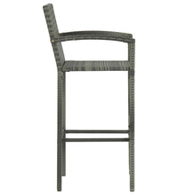 7-tlg. Garten-Bar-Set mit Armlehnen Poly Rattan Grau