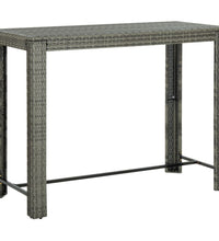 7-tlg. Garten-Bar-Set mit Armlehnen Poly Rattan Grau