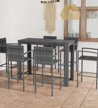 7-tlg. Garten-Bar-Set mit Armlehnen Poly Rattan Grau