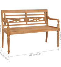 Batavia-Gartenbank mit Beigem Kissen 120 cm Teak Massivholz