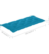 Batavia-Gartenbank mit Hellblauem Kissen 120 cm Teak Massivholz