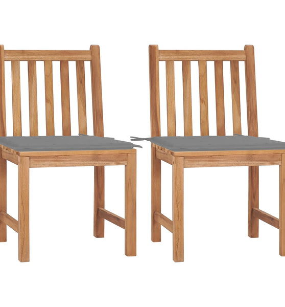 Gartenstühle 2 Stk. mit Kissen Massivholz Teak