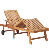 Sonnenliege mit Auflage Creme Massivholz Teak