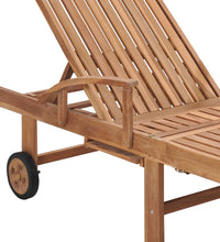 Sonnenliege mit Auflage Creme Massivholz Teak