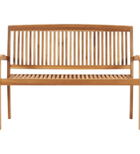 Stapelbare Gartenbank mit Auflage 128,5 cm Massivholz Teak