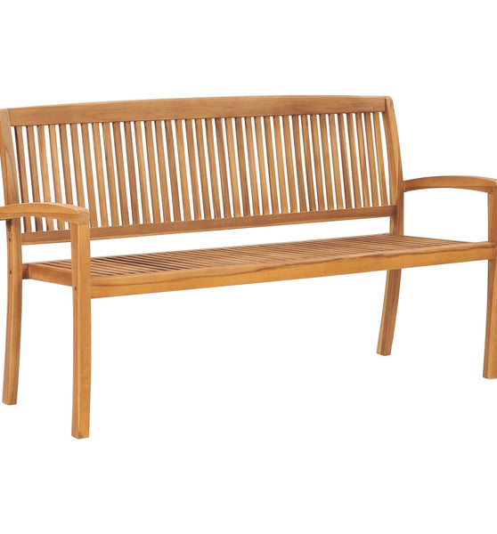 Stapelbare Gartenbank mit Auflage 159 cm Massivholz Teak