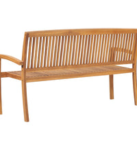 Stapelbare Gartenbank mit Auflage 159 cm Massivholz Teak