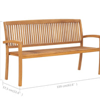 Stapelbare Gartenbank mit Auflage 159 cm Massivholz Teak