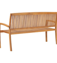 Stapelbare Gartenbank mit Auflage 159 cm Massivholz Teak