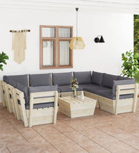 9-tlg. Garten-Sofagarnitur aus Paletten mit Kissen Fichtenholz