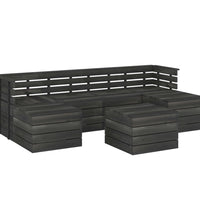 7-tlg. Garten-Sofagarnitur aus Paletten Kiefernholz Dunkelgrau