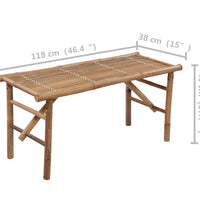 Klappbare Gartenbank mit Auflage 118 cm Bambus