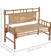 Gartenbank mit Auflage 120 cm Bambus