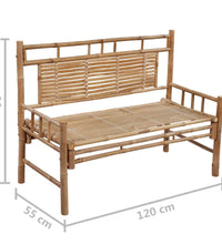 Gartenbank mit Auflage 120 cm Bambus