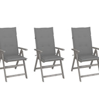 Verstellbare Gartenstühle 3 Stk. mit Auflagen Massivholz Akazie