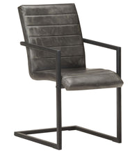 Freischwinger 6 Stk. Grau Echtleder
