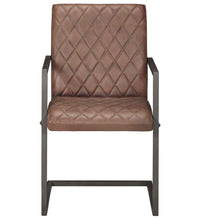 Freischwinger 6 Stk. Braun Echtleder