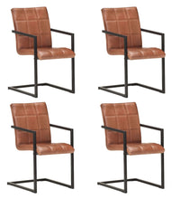 Freischwinger 4 Stk. Braun Echtleder