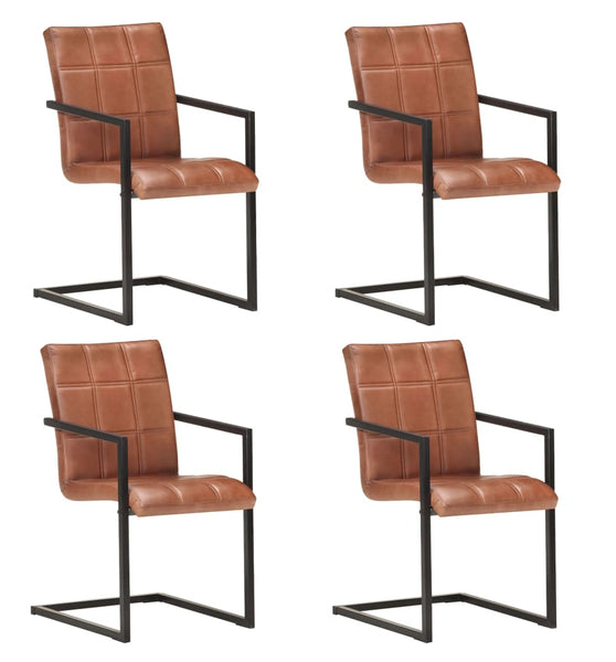 Freischwinger 4 Stk. Braun Echtleder