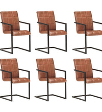 Freischwinger 6 Stk. Braun Echtleder