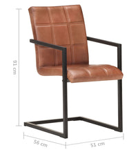 Freischwinger 6 Stk. Braun Echtleder