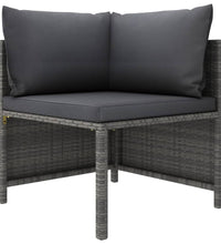 3-tlg. Garten-Lounge-Set mit Kissen Poly Rattan Grau