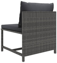 5-tlg. Garten-Lounge-Set mit Kissen Poly Rattan Grau