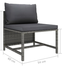 5-tlg. Garten-Lounge-Set mit Kissen Poly Rattan Grau