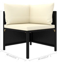 10-tlg. Garten-Lounge-Set mit Kissen Poly Rattan Schwarz