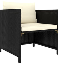 8-tlg. Garten-Lounge-Set mit Kissen Poly Rattan Schwarz