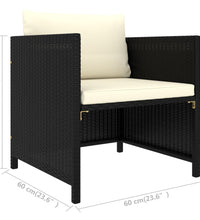 8-tlg. Garten-Lounge-Set mit Kissen Poly Rattan Schwarz