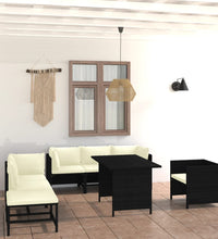 8-tlg. Garten-Lounge-Set mit Kissen Poly Rattan Schwarz