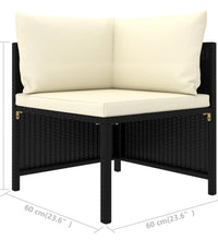 9-tlg. Garten-Lounge-Set mit Kissen Poly Rattan Schwarz