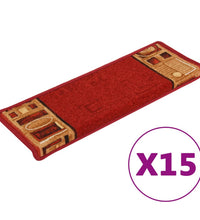 Treppenmatten Selbstklebend 15 Stk. 65x21x4 cm Rot