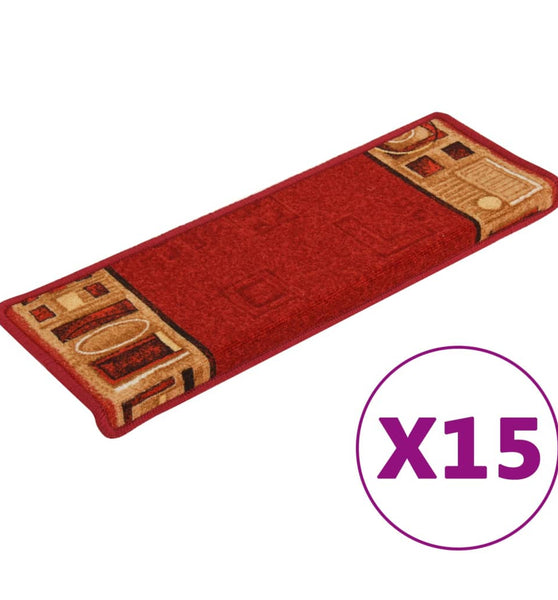 Treppenmatten Selbstklebend 15 Stk. 65x21x4 cm Rot