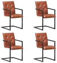 Freischwinger 4 Stk. Braun Echtleder