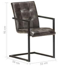 Freischwinger 4 Stk. Grau Echtleder